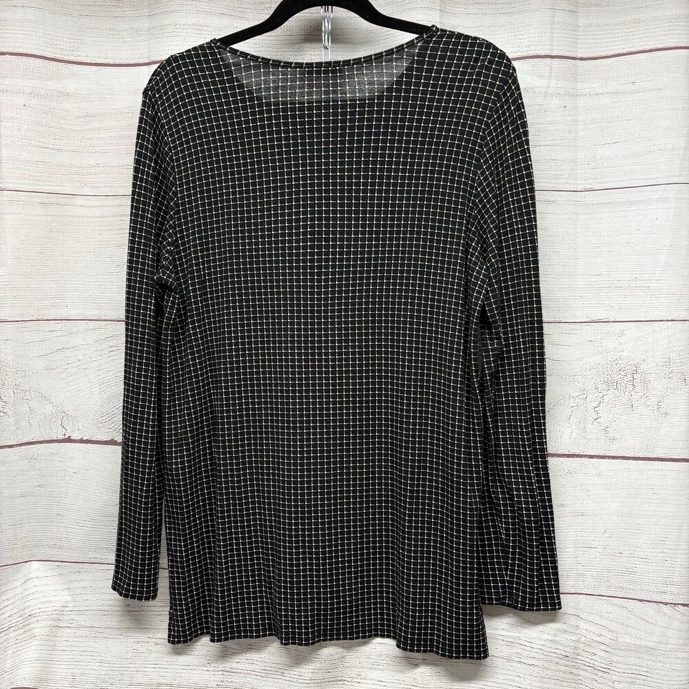 J Jill Wearever Black Grid Print Top Tunic Blouse Shirt Size L - Picture 10 of 10